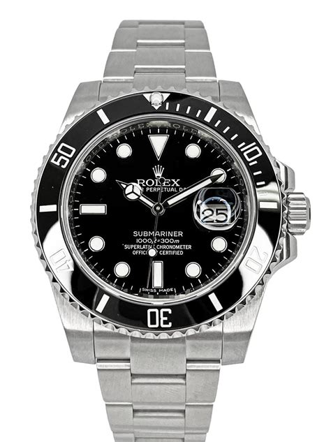 rolex submariner stainless steel black face|Rolex Submariner black ceramic bezel.